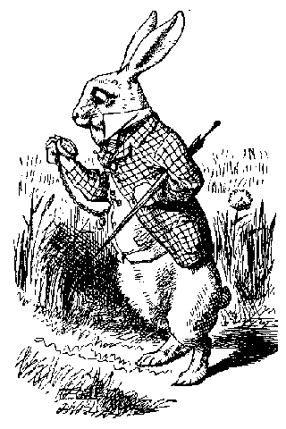 John Tenniel’s White Rabbit, dressed in a waistcoat and checking his pocket watch